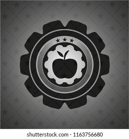 apple icon inside realistic dark emblem