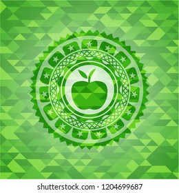apple icon inside realistic green mosaic emblem