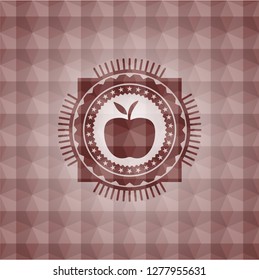 apple icon inside red geometric badge. Seamless.