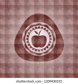 apple icon inside red seamless polygonal badge.