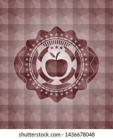 apple icon inside red seamless polygonal badge.
