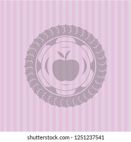 apple icon inside retro pink emblem