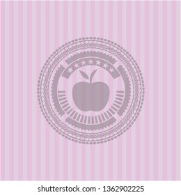 apple icon inside retro pink emblem