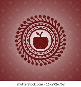 apple icon inside retro red emblem