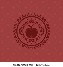 apple icon inside retro red emblem