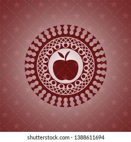 apple icon inside retro red emblem