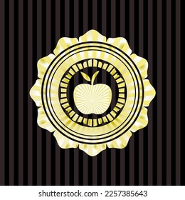 apple icon inside shiny emblem. 