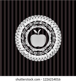 apple icon inside silver badge or emblem