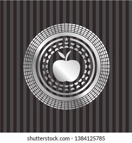 apple icon inside silver badge or emblem