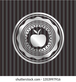 apple icon inside silver shiny badge