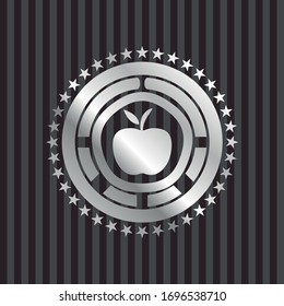 apple icon inside silvery shiny badge