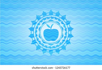 apple icon inside sky blue water style badge.