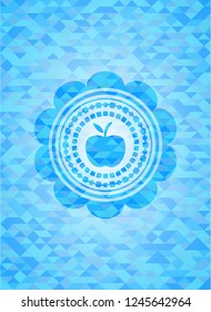 apple icon inside sky blue mosaic emblem