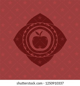 apple icon inside vintage red emblem