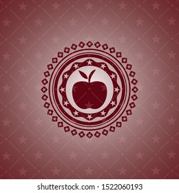 apple icon inside vintage red emblem