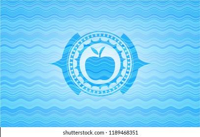 apple icon inside water concept style badge.