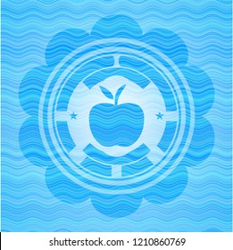 apple icon inside water concept badge background.
