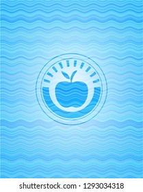 apple icon inside water concept style emblem.