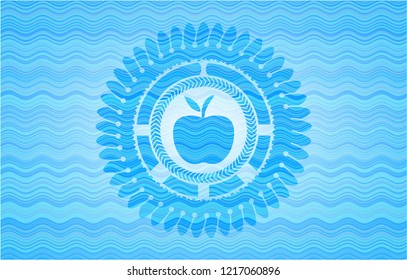 apple icon inside water wave concept style emblem.