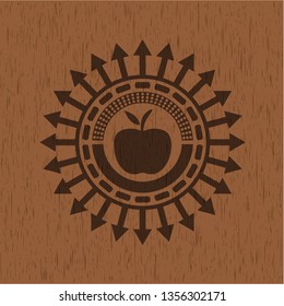 apple icon inside wood emblem. Retro