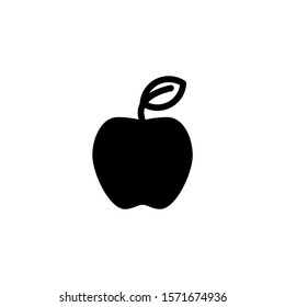 Apple icon isolated in black flat design background on white background, Vector illustration, Eps 10