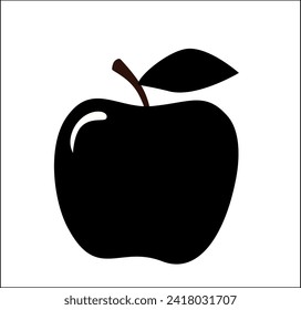Apple icon. Isolated black sign. Vector illustration