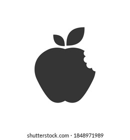 Apple Icon Isolated on Black and White Vector Graphic