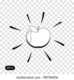 Apple icon isolated on transparent background. Black symbol for your design.