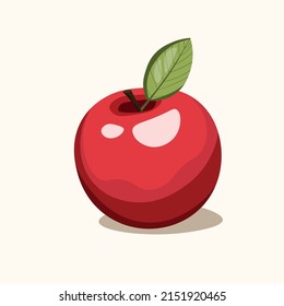 Apple icon isolated on white background. Natural delicious fresh ripe tasty fruit. Template vector illustration for packaging, banner, card and other design. Red apples with leaves. Food concept.