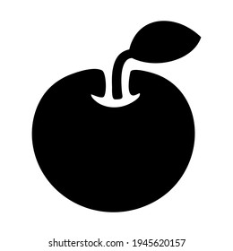 Apfelsymbol, einzelne Vektorgrafik. Hochwertiges, schwarzes Vektorsymbol