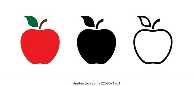 Apple icon isolated vector illustration, color drawing sign, symbol. Vector icons.