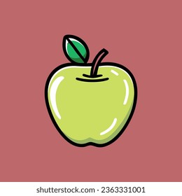 Apple icon isolated vector illustration, color drawing sign, symbol.