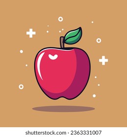 Apple icon isolated vector illustration, color drawing sign, symbol.