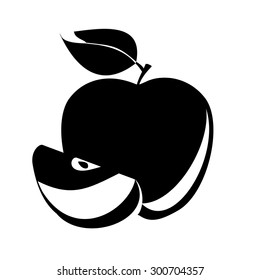 Apple icon with leaf. Isolated on white