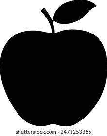 Apple icon, apple with leaf, Apple symbol in black, Apple natural  fruit