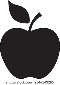 Apple icon, apple with leaf, Apple symbol in black, Apple natural fruit