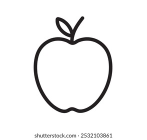 Apple icon. Apple line art. apple with leaf. Apple simple outline. Healthy food. Vector illustration