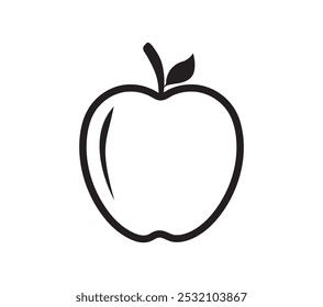 Apple icon. Apple line art. apple with leaf. Apple simple outline. Healthy food. Vector illustration