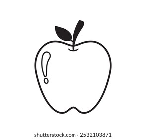 Apple icon. Apple line art. apple with leaf. Apple simple outline. Healthy food. Vector illustration