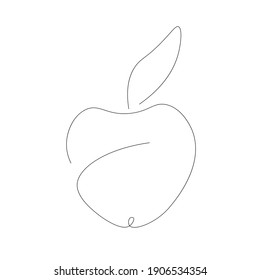 Apple icon line drawing, vector illustration