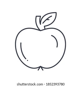 Apple icon, linear isolated illustration, thin line vector, web design sign, outline concept symbol with editable stroke on white background.
