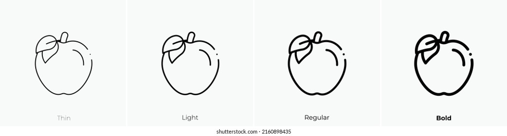 Apfelsymbol. Lineares Zeichen einzeln auf weißem Hintergrund. Vektorgrafik.