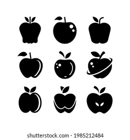icono de manzana o logotipo símbolo de signo aislado ilustración vectorial - Colección de iconos vectoriales de estilo negro de alta calidad
