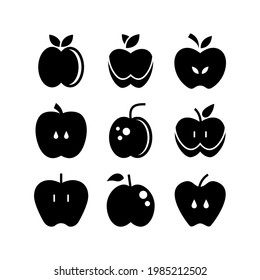 icono de manzana o logotipo símbolo de signo aislado ilustración vectorial - Colección de iconos vectoriales de estilo negro de alta calidad

