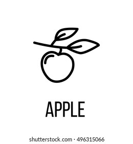 Apple icon or logo in modern line style. High quality black outline pictogram for web site design and mobile apps. Vector illustration on a white background. 