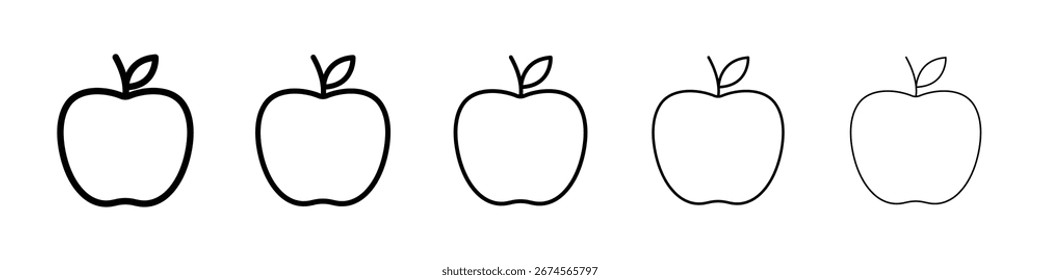 Apple icon logo in stroke lines collection