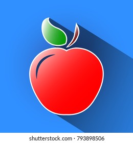 Apple icon with long shadow. Vector illustration.