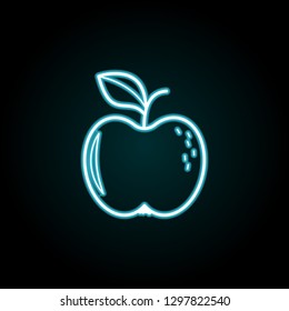 An Apple icon in neon style. Simple thin line, outline vector of Autumn icons for UI and UX, website or mobile application