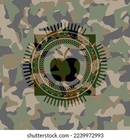 apple icon on camo pattern. 