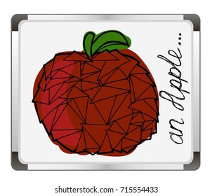 Apple icon on flip chart background. Polygon apple. low poly apple.